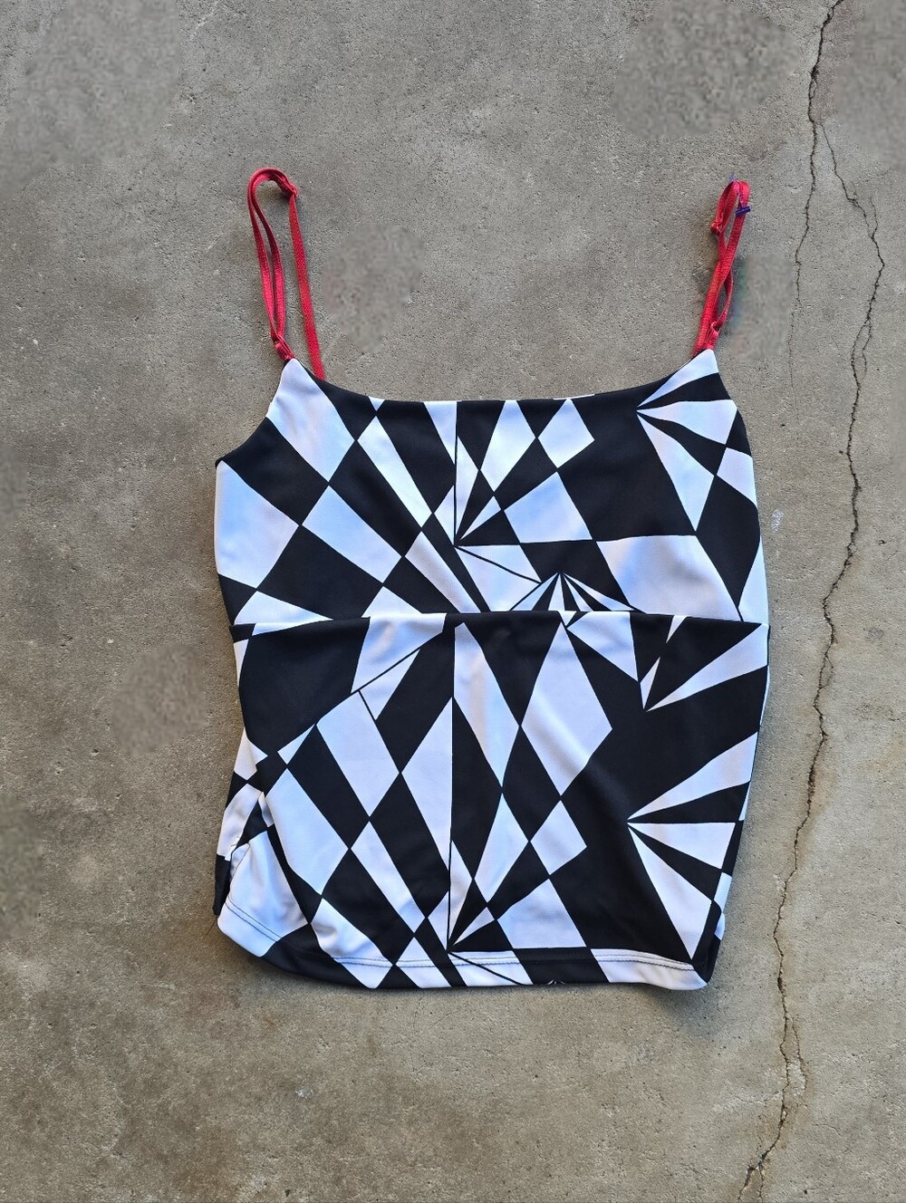 Vintage Y2K Abstract geometric Going Out Club Rave Blouse Size Large Trippy